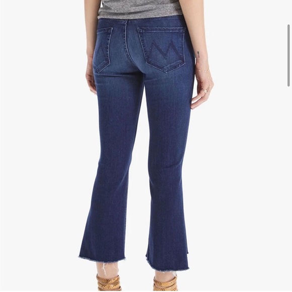 MOTHER The Insider Crop Step Fray Hem Blue Jeans High Waisted Tongue And Chic - Picture 2 of 10